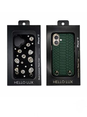 2 iPhone 17 Cases Black Rhinestone Green Croc Cell Phone Cover Goth Quiet Luxury